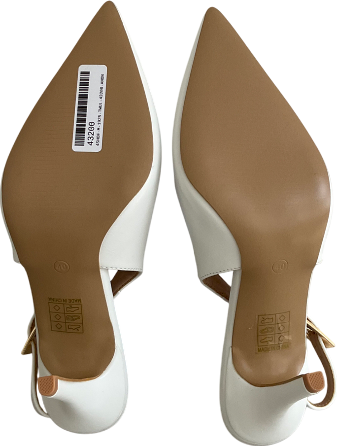 C&L Fashion White Pointed Toe Slingback Heels UK 7 EU 40 👠