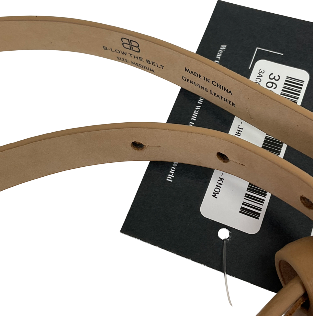 b-low the belt Gold Bar Nude Leather Belt UK M