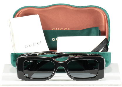 Gucci Gg1325s Black Slim Frame Open Gg Logo Sunglasses in case