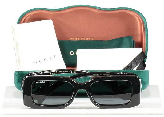 Gucci Gg1325s Black Slim Frame Open Gg Logo Sunglasses in case