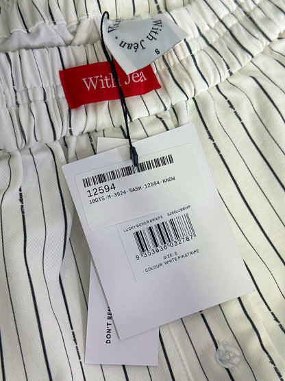 With Jéan White Pinstripe Lucky Shorts UK S