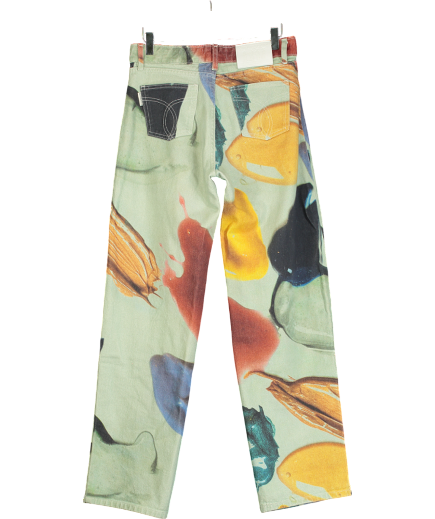 FIORUCCI Green Paint Print Straight Jeans W26