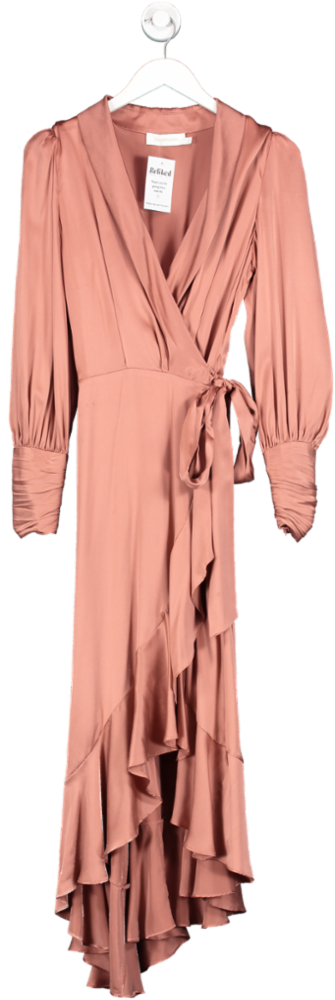 Zimmermann Pink Silk Wrap Midi Dress UK S/M