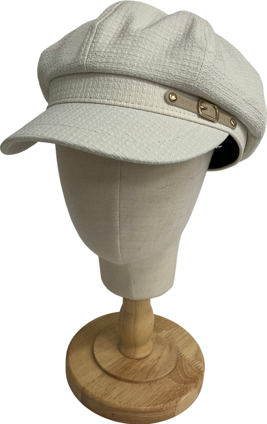 White Womens Felt Baker Boy Hat One Size
