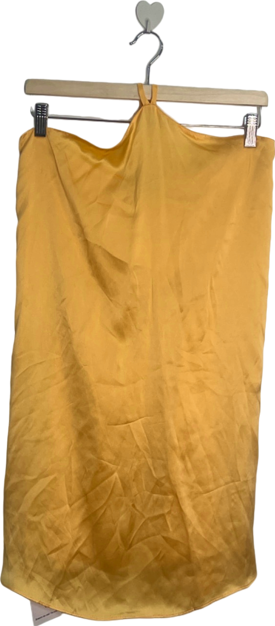 Amanda Uprichard Yellow Halter Neck Satin Dress UK 6