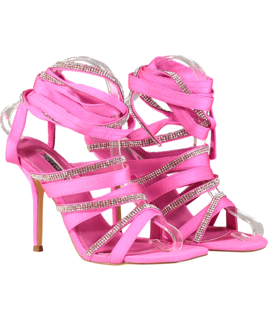 Liliana Pink Going Out All Night Wrap Up Heels UK 7 EU 40 👠