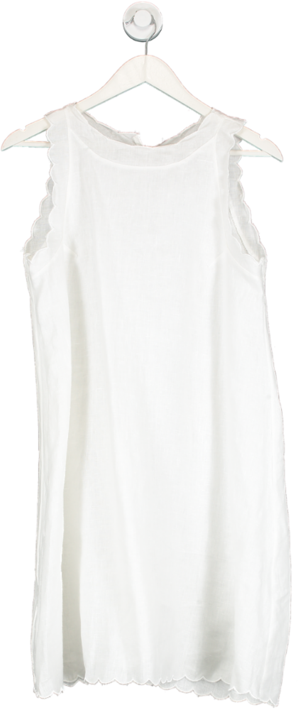 Marielle White Scalloped Edge Dress UK S