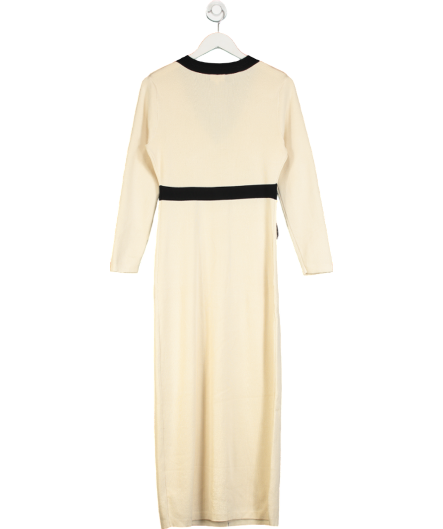River Island Cream Knitted Colour Block Midi Shirt Dress UK S