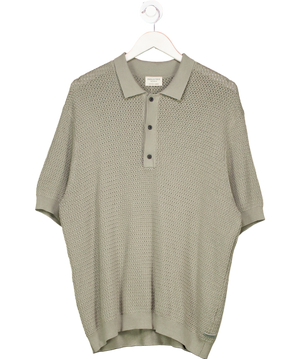 Industrie Green Crochet Short Sleeve Polo UK XL