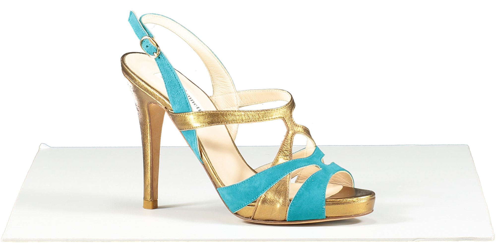 L.K.Bennett Metallic Bronze And Turquoise Heeled Sandals UK 3 EU 36 👠