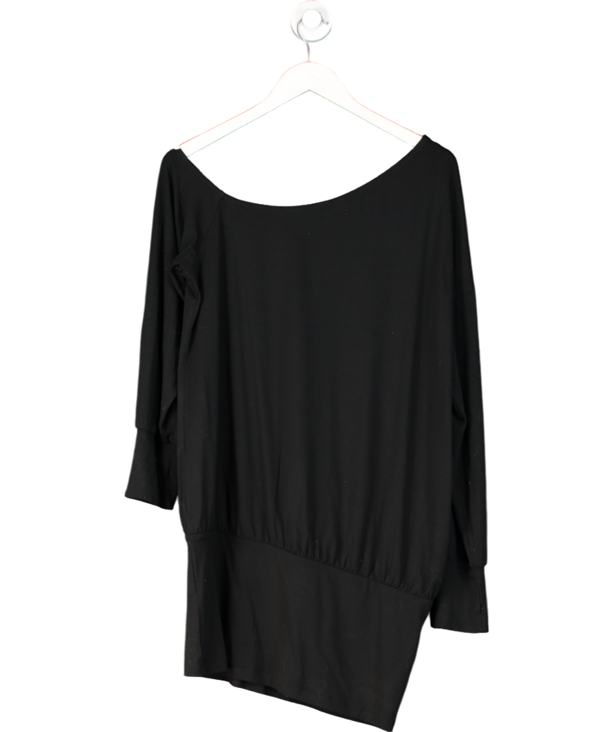 ASOS Slouchy Mini Dress With Thumbholes And Asymmetric Neckline In Black UK 12