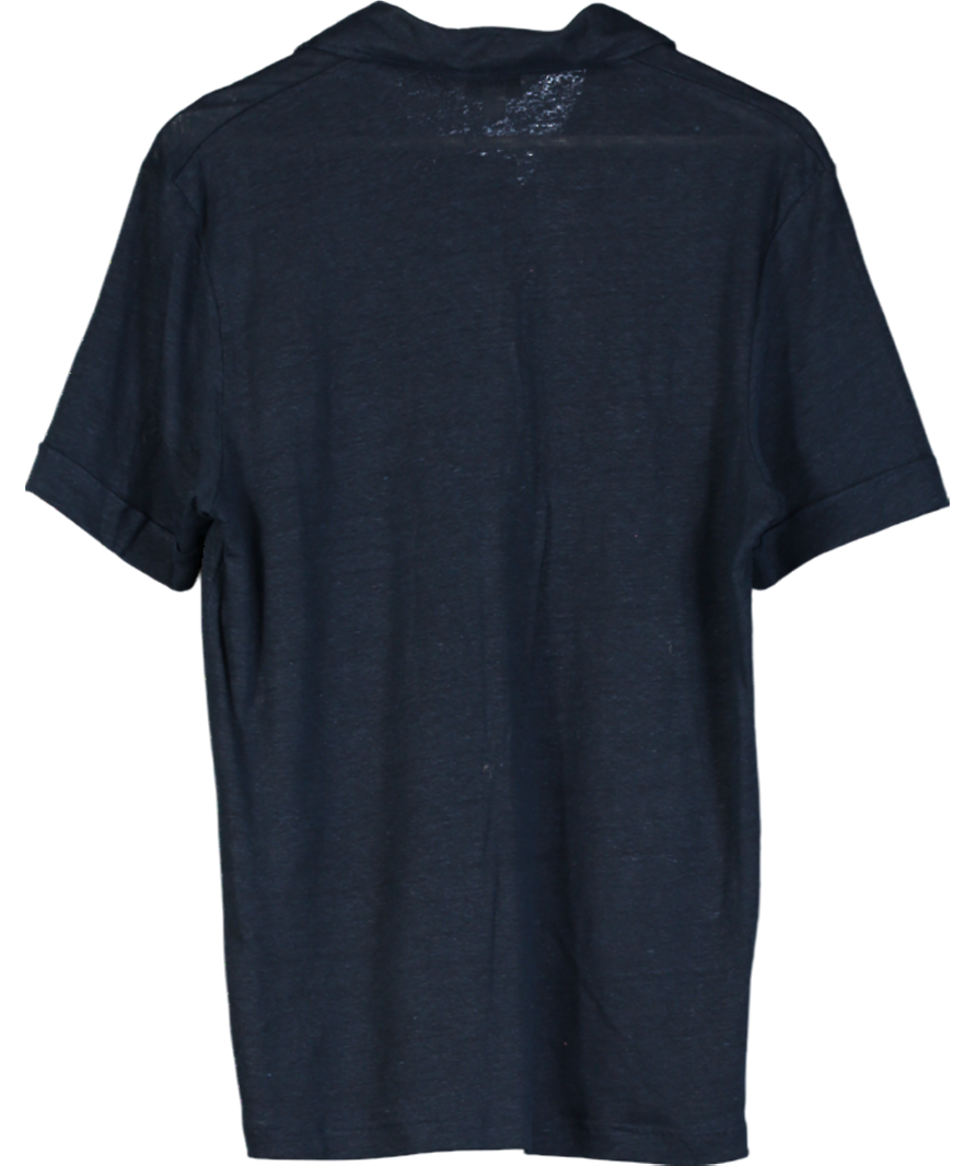 M&S Blue Cotton Rich Textured Polo Shirt UK S