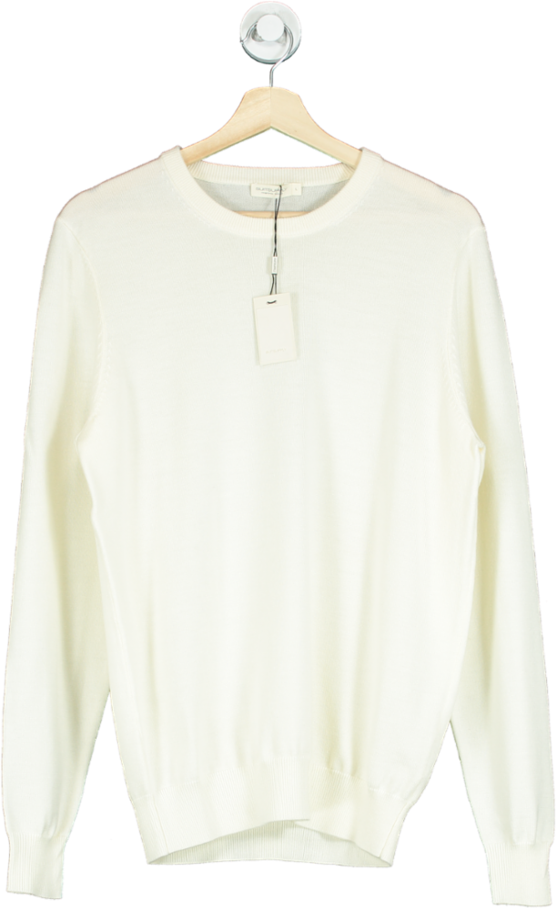 SuitSupply Cream Off-white Merino Crewneck Pure Wool UK L