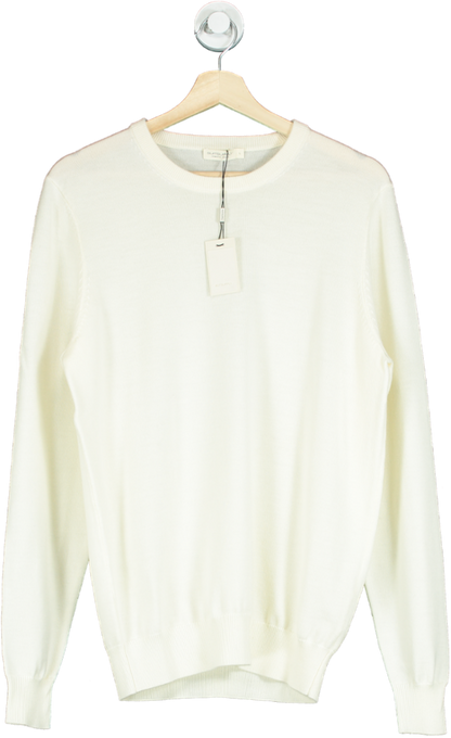 SuitSupply Cream Off-white Merino Crewneck Pure Wool UK L