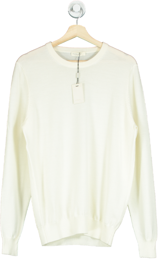 SuitSupply Cream Off-white Merino Crewneck Pure Wool UK L