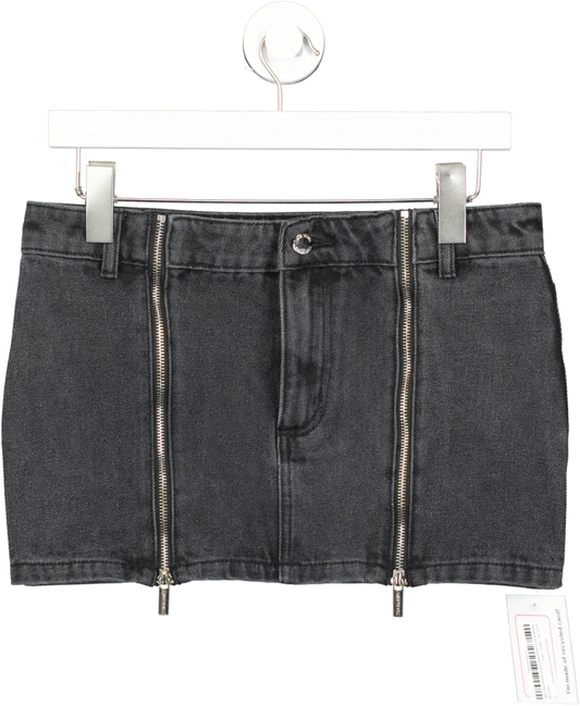 luxe to kill Black Wash Zip Detail Denim Mini Skirt UK 8