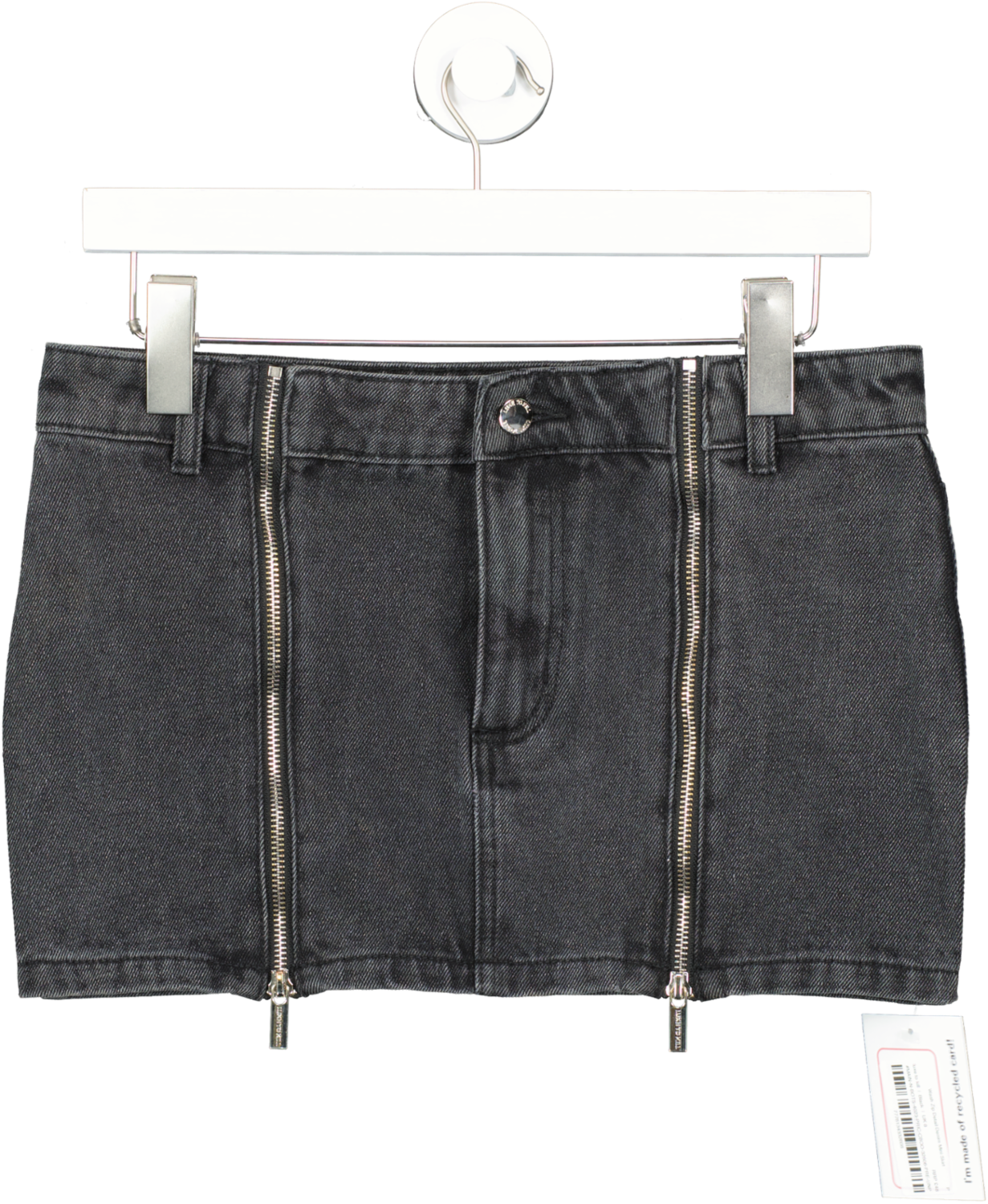 luxe to kill Black Wash Zip Detail Denim Mini Skirt UK 8