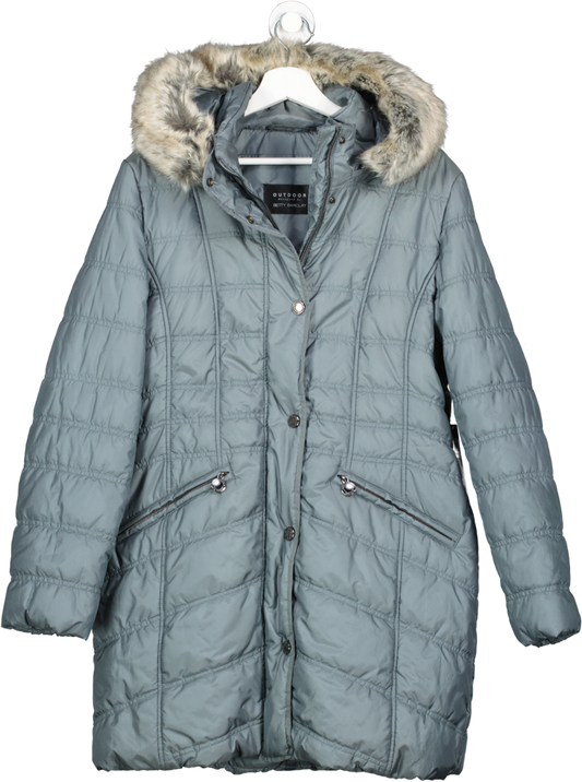 betty barclay Grey Quilted Puffer Jacket With Faux Fur Trimmed Hood BNWT UK 12