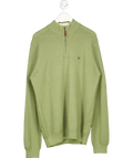 Crew Clothing Green Organic Cotton Half Zip Logo Jumper UK M