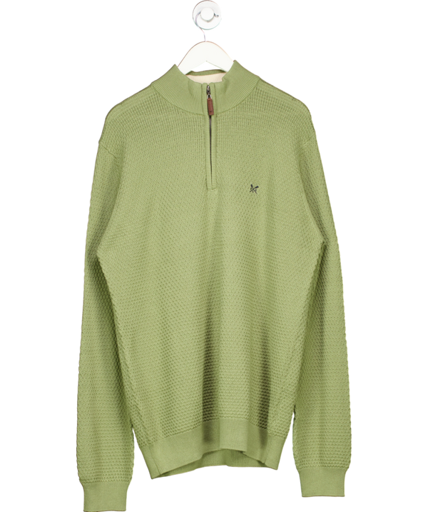 Crew Clothing Green Organic Cotton Half Zip Logo Jumper UK M