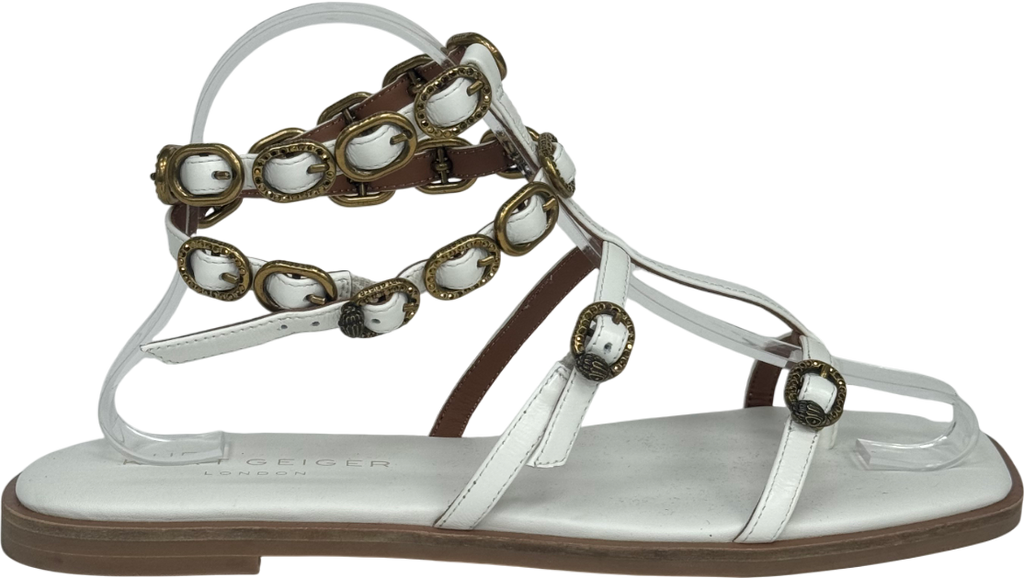 Kurt Geiger White Regent Flat Gladiator Sandal UK 6 EU 39 👠