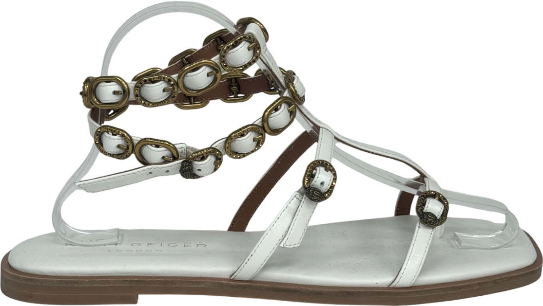 Kurt Geiger White Regent Flat Gladiator Sandal UK 6 EU 39 👠