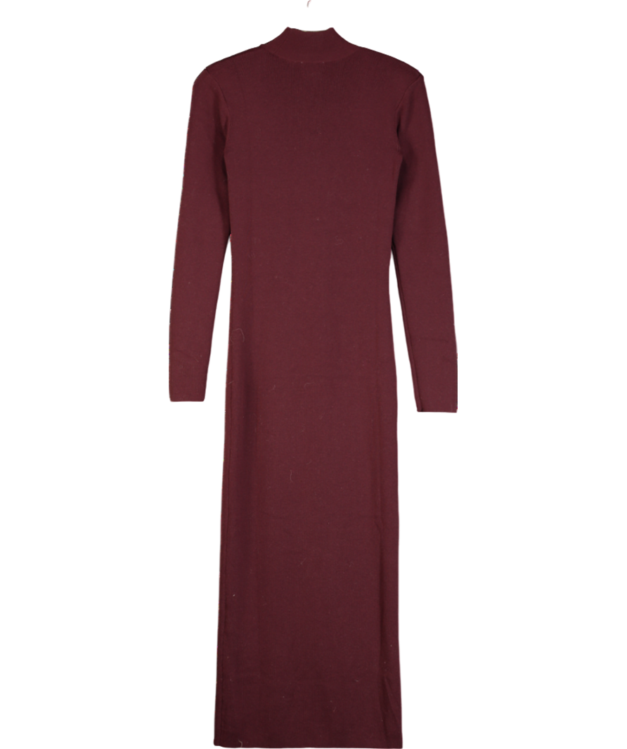 H&M Red Ribbed Knit Maxi Dress Wine Colour UK XS