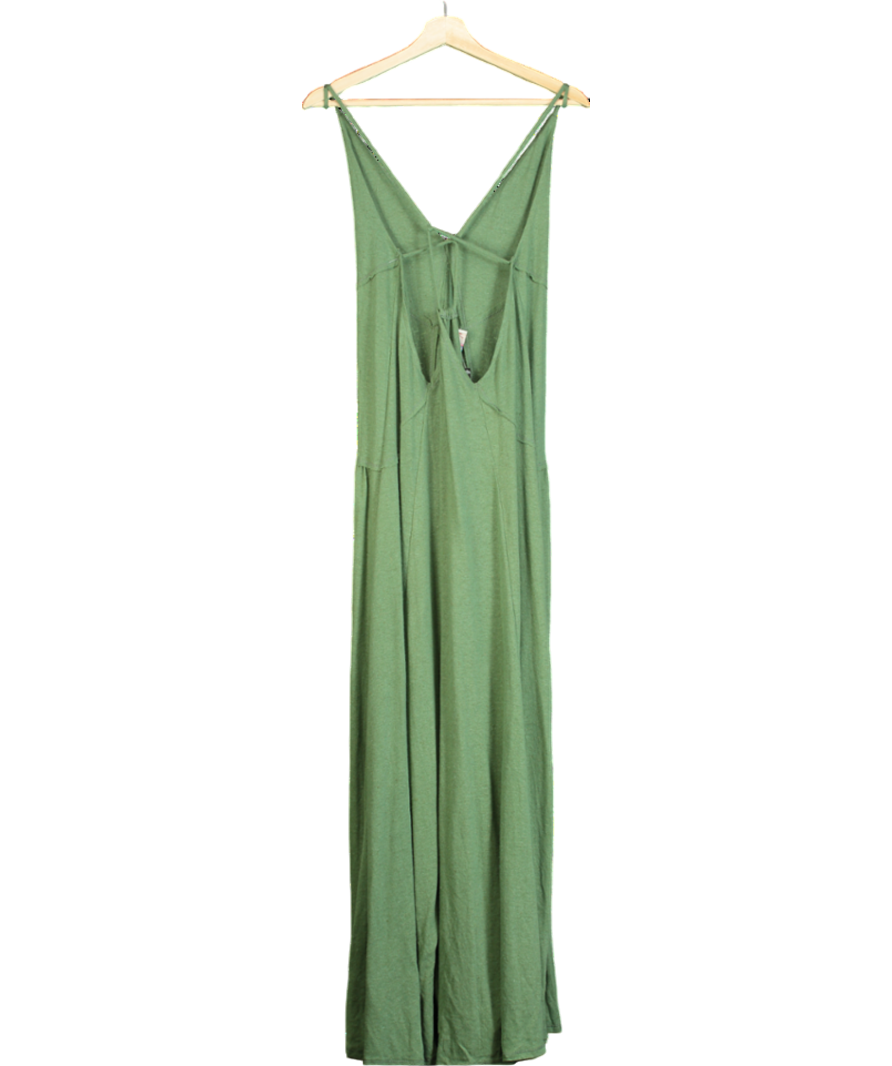 Free People Green Beach Cross Strap V-neck Maxi Dress UK S