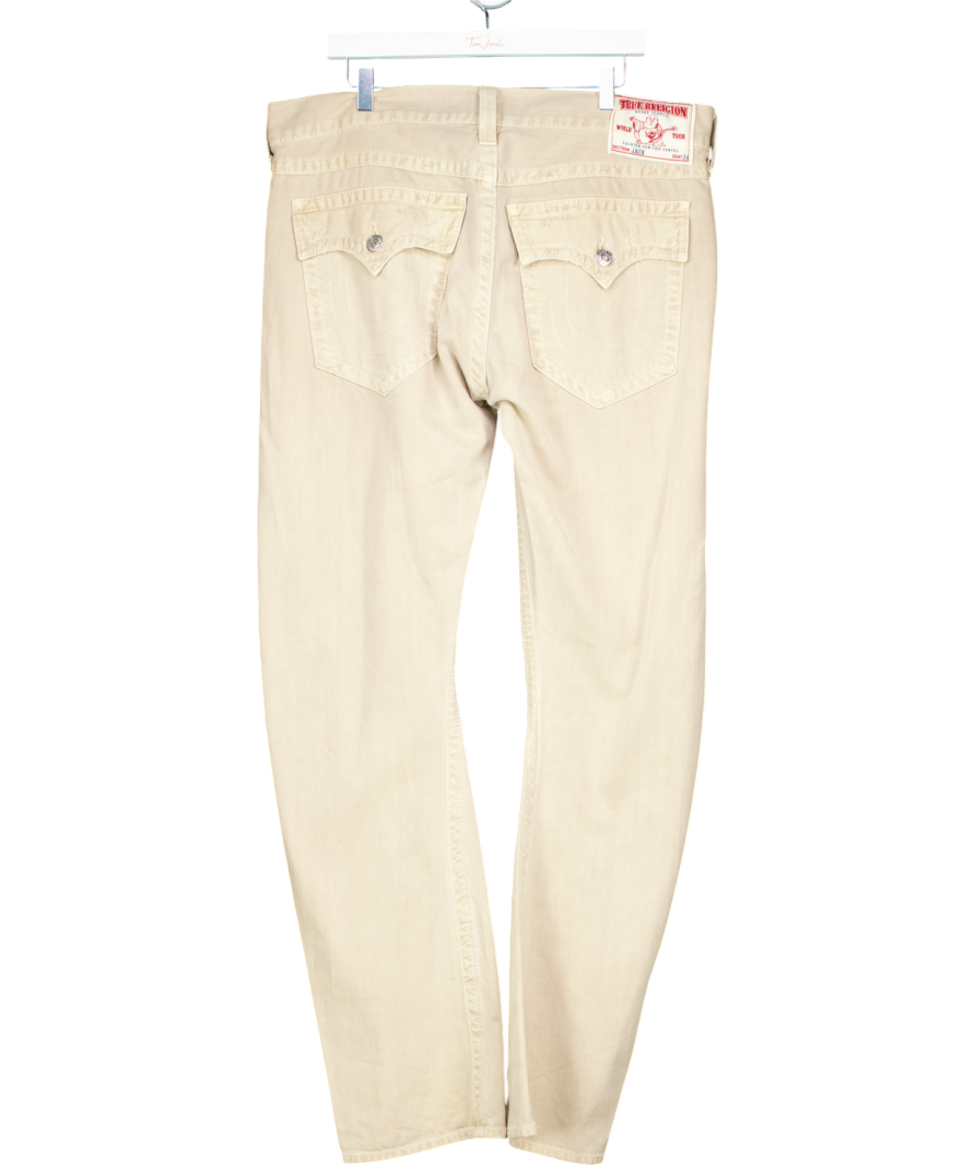 True Religion Jack Cream Beige Baggy Stitch Jeans W38