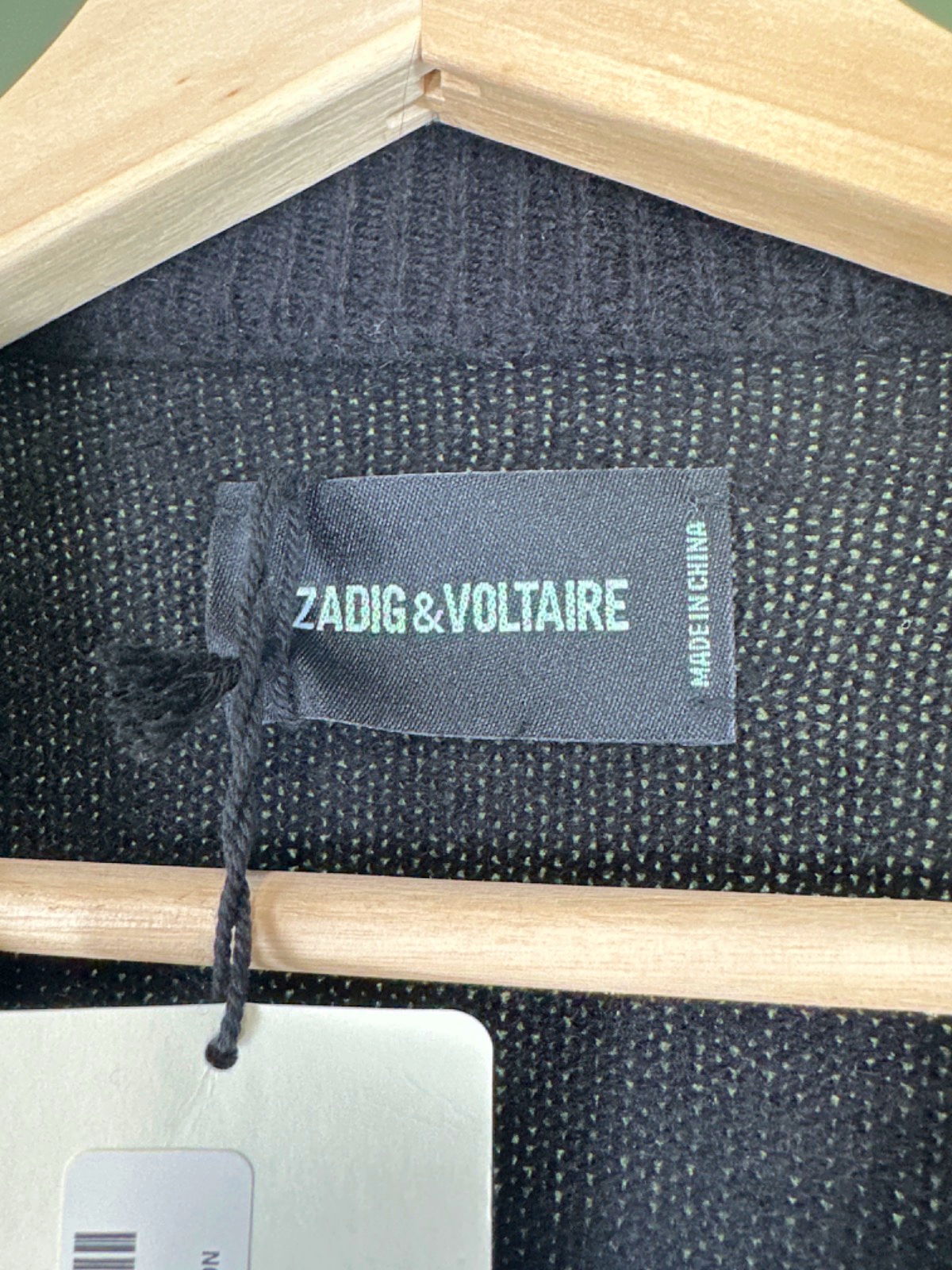 Zadig & Voltaire Black 100% Cashmere 'Markus WS Stars' Jumper SIZE Extra Small