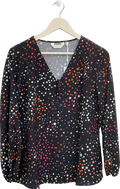 Dannii Minogue Black Petite Fit Star Print V Neck Top UK 12