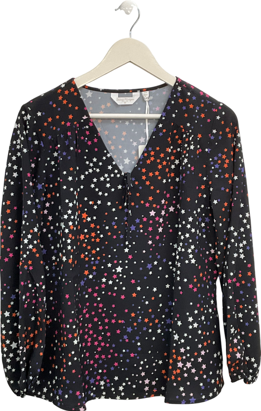 Dannii Minogue Black Petite Fit Star Print V Neck Top UK 12