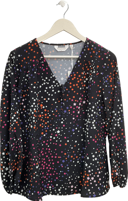 Dannii Minogue Black Petite Fit Star Print V Neck Top UK 12