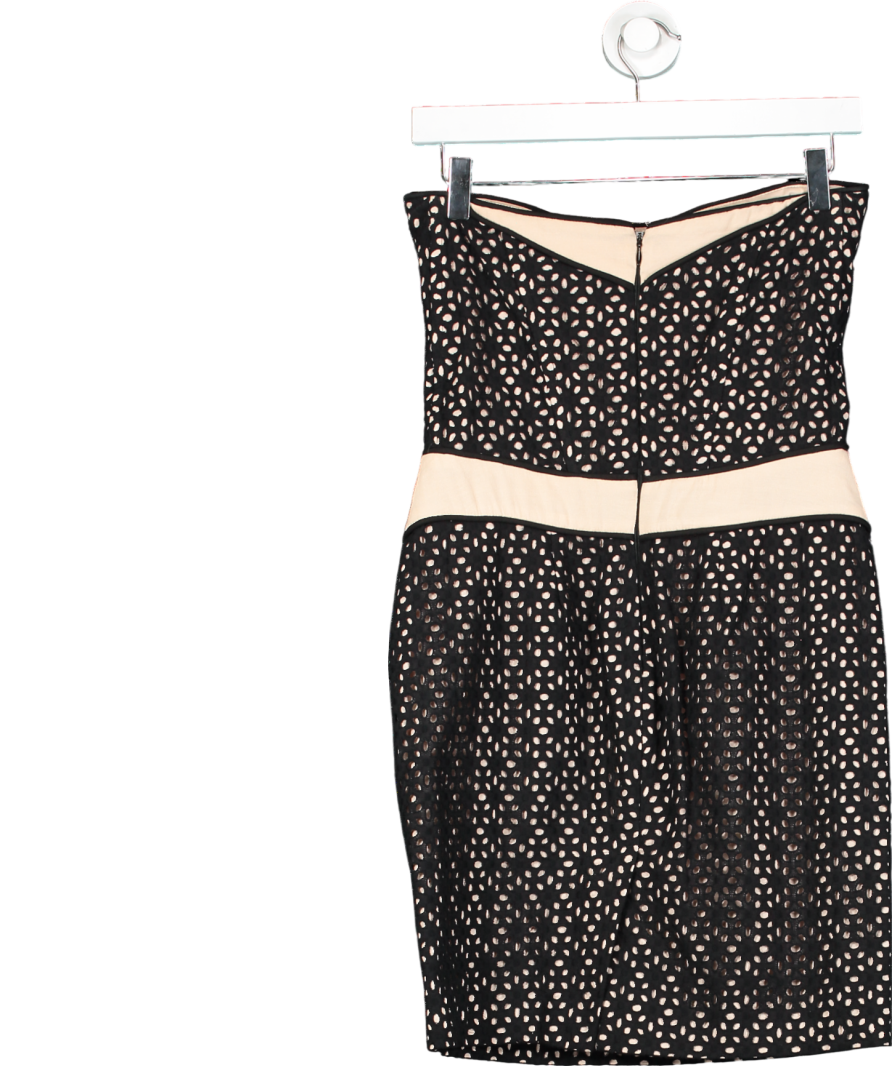 Maje Black Broderie Anglaise Cotton Strapless Mini Dress Fr36 UK 8