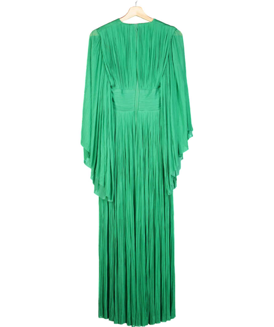 Maria Lucia Hohan Green Silk Pleated Dress UK 8