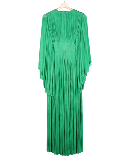 Maria Lucia Hohan Green Silk Pleated Dress UK 8