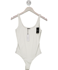 Karen Millen White Stretch Cotton Sleeveless Scoop Neck Jersey Bodysuit UK XS