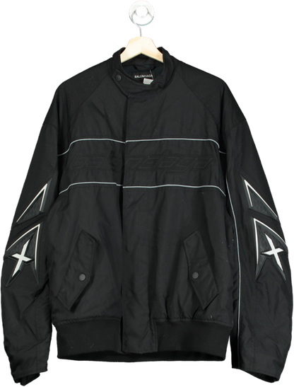 Balenciaga Black Embroidered Bomber Jacket UK XXL