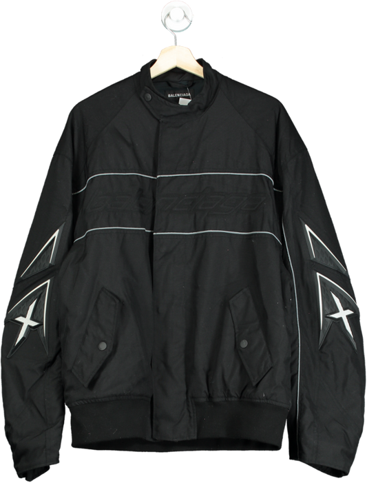 Balenciaga Black Embroidered Bomber Jacket UK XXL