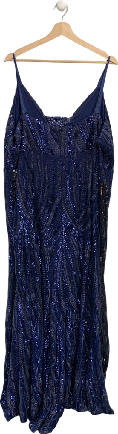 Goddiva Navy Blue Sequin Dress UK 28