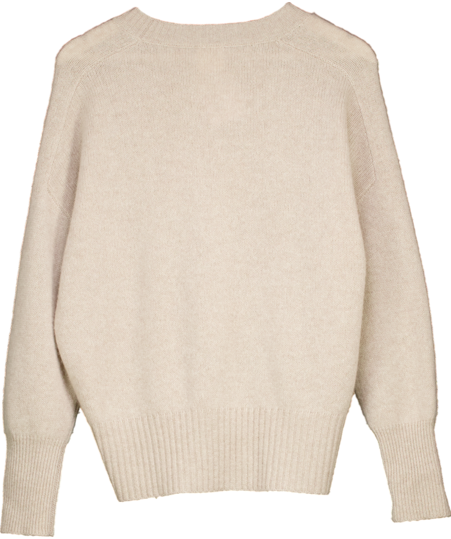 almada label Beige 100% Organic Cashmere Mica Crewneck Sweater UK S