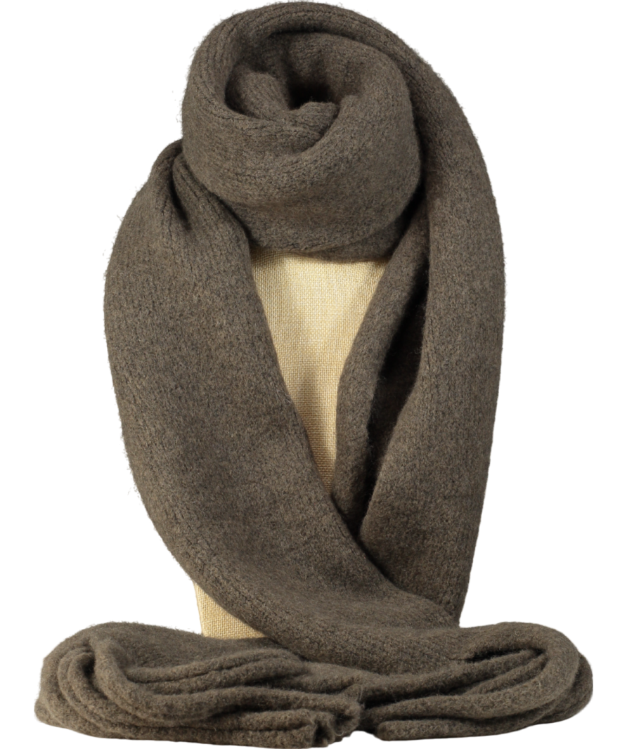 Massimo Dutti Brown 100% Cashmere Scarf With Fringing