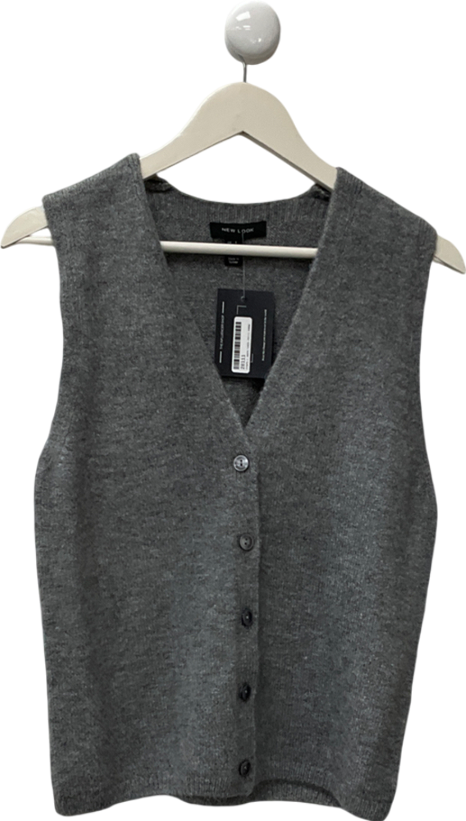 New Look Grey Button Knit Waistcoat UK S
