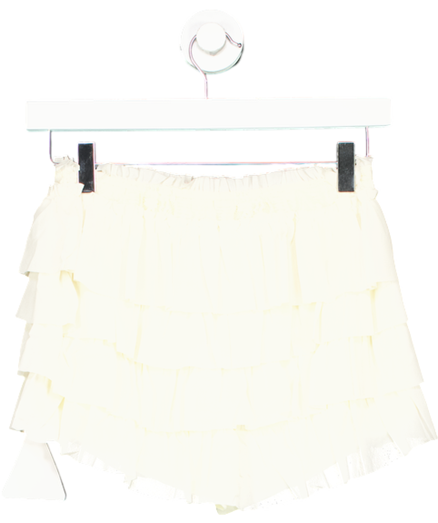 Ego Cream Mid Rise Frilly Micro Shorts UK 8