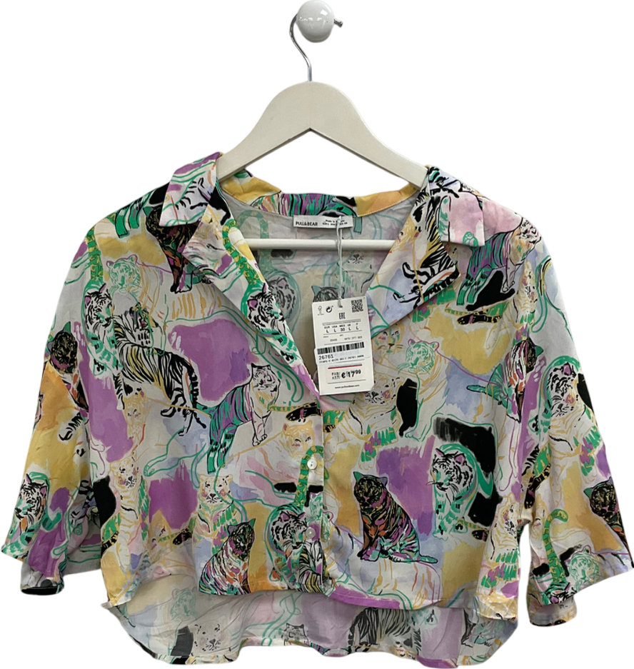 Pull&Bear Multicoloured Vibrant Tiger Print Shirt UK L