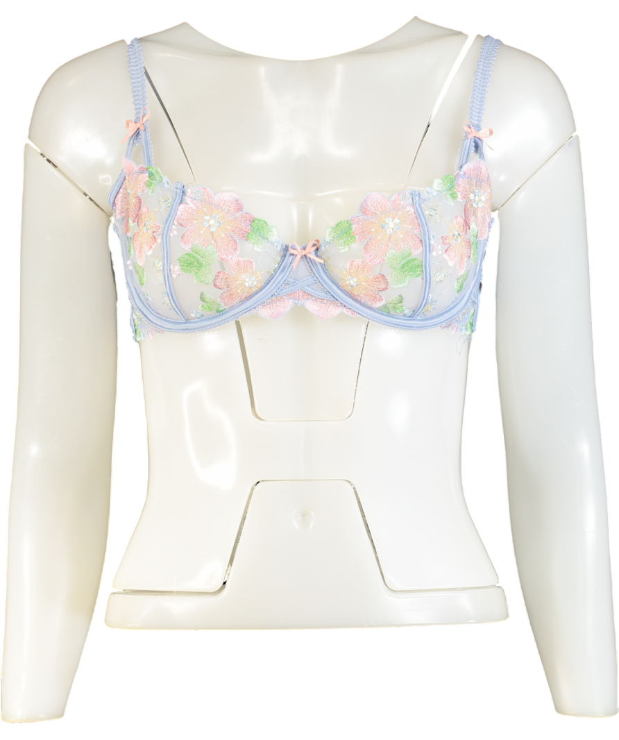 Lounge Underwear Blue Flora Plunge Bra 34D