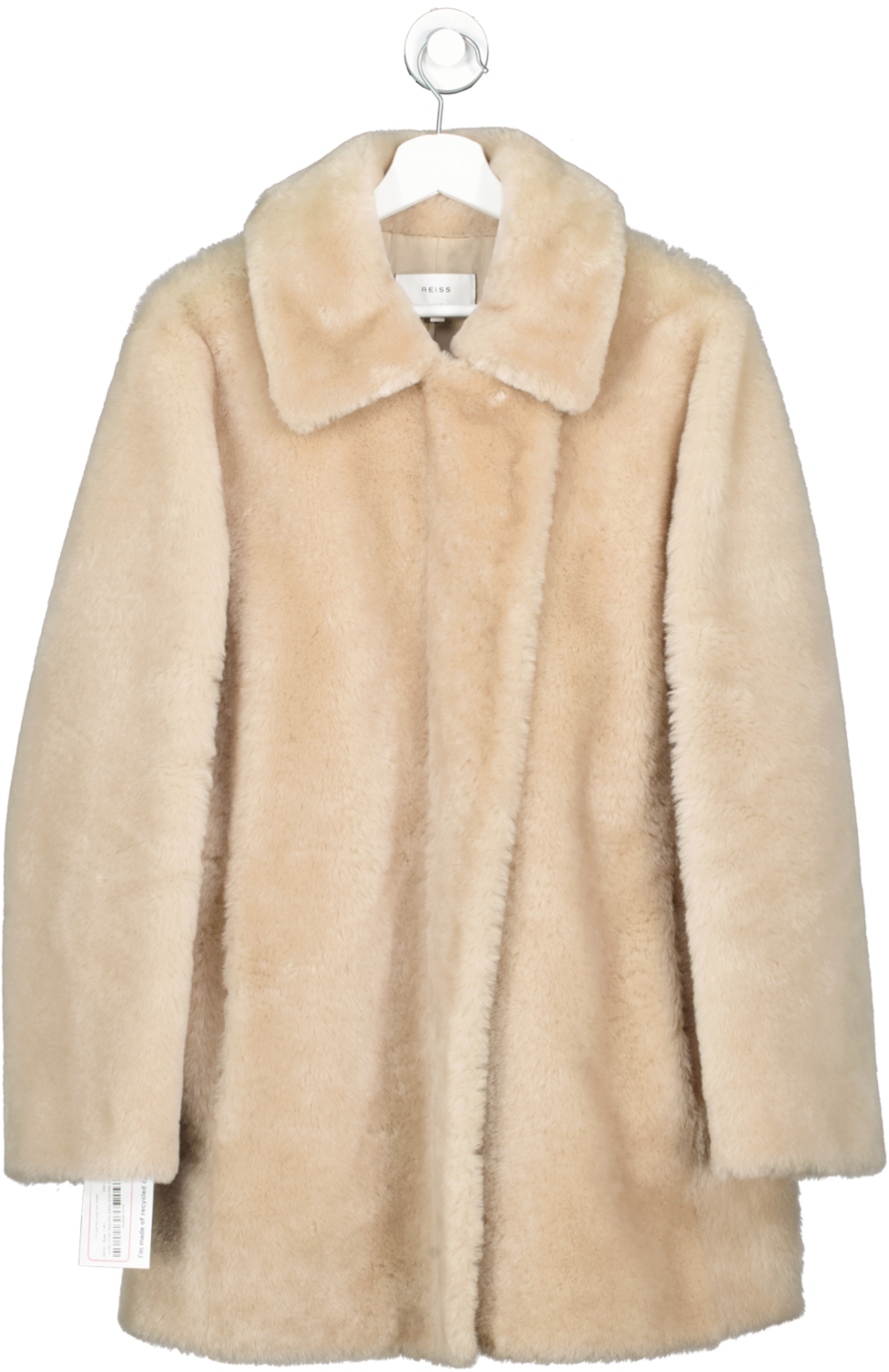 REISS Beige Izzie shearling mid length coat UK L