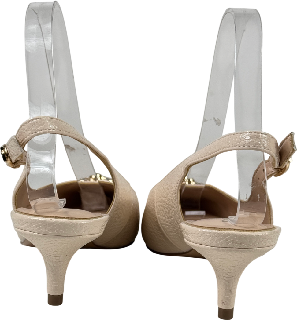 DUNE Cream Slingback Brooch Detail Shoe - Ecru UK 4 EU 37 👠