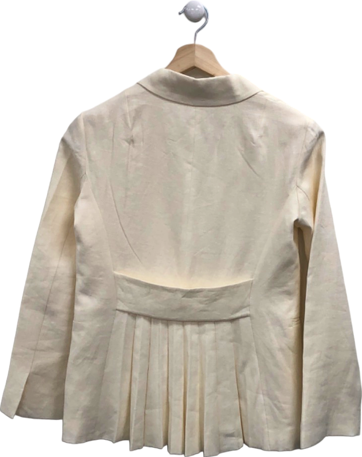 Labeca Cream Double-Breasted Linen Blazer Jacket UK S