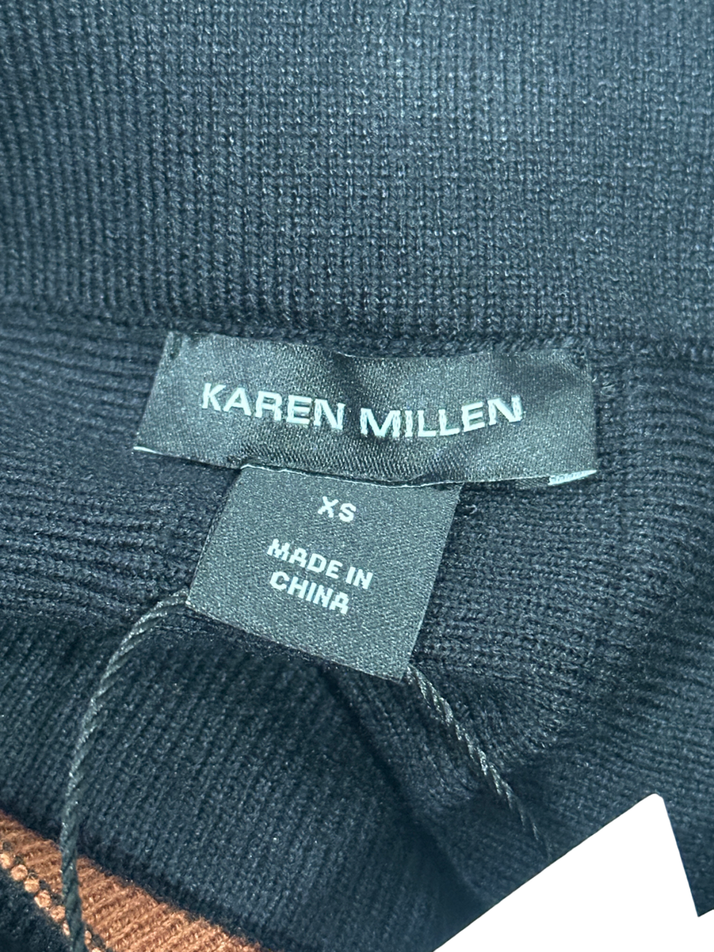 Karen Millen Black Pleated Wool Look Contrast Knit Mini Skirt XS